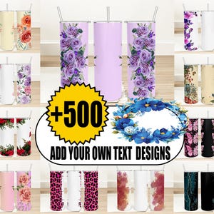 500+ Custom Text Tumbler Wrap Bundle, Add Your Text Tumbler Wrap Design, Add Your Name Floral Tumbler Wrap Sublimation PNG, Digital Download