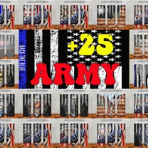 25+ USA Military Tumbler Wrap , Army 20oz Skinny Tumbler Png, Veteran Sublimation Designs, USA Military Designs, Army Tumbler Wrap Bundle