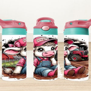 Baby Highland Cow 12oz Kids Tumbler Wrap, Highland Cow 12oz Flip Top Sippy Cup Sublimation Designs, Cow 12oz Sippy Cup Png, Digital Download