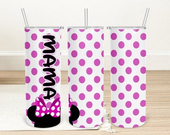 Envoltorio para vaso de Mamá Minnie Mouse: Diseño de lunares rosas (Descarga digital)