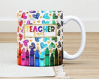 Teacher Fuel Mug Wrap: School Pencil Design (Digital Download)
