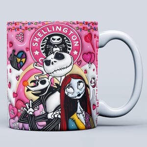 3D Jack Sally Nightmare Before Christmas 11oz and 15oz Mug Wrap Sublimation, 3D Sally and Jack Mug Wrap, Sally Mug Wrap, Digital Download