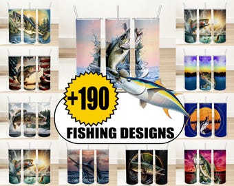 Pacchetto PNG di immagini di pesci persici per bicchieri termici, design per sublimazione per bicchieri termici skinny da 20 oz per pesca all'aperto
