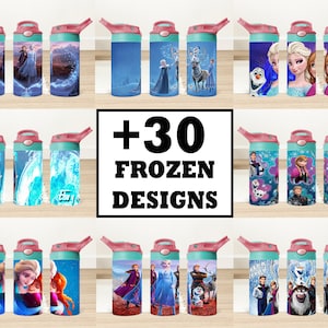 30+ Frozen 12 oz Sippy Cup Tumbler Wrap Design Bundle, Princess 12oz Sippy Cup, Kids Cartoon Tumbler Png File Bundle Digital Download