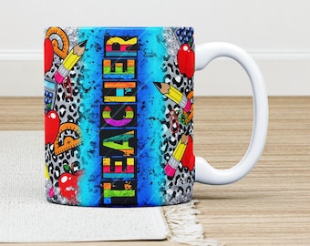 Teacher Life Mug Wrap Designs: 11oz & 15oz Sublimation (Digital Download)