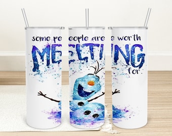 Envoltorio para vaso de acuarela de Olaf: Diseño de cumpleaños de Frozen (archivo PNG)