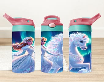 Envoltorio para vaso de Frozen Elsa de 355 ml: Archivo PNG de dibujos animados para niños (descarga digital)