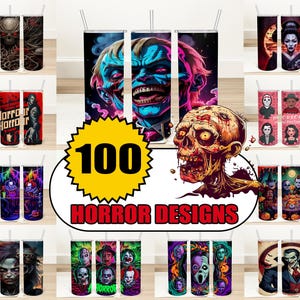 Horror Movie Characters 20oz Tumbler Wrap Bundle, Halloween Scary Movie Sublimation PNG, Scary Movie Tumbler Wrap, Digital Download