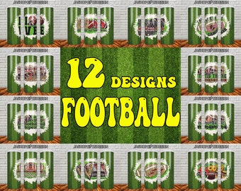 Paquete de diseños de sublimación de fútbol: Vaso deportivo delgado de 20 oz, gráficos PNG, diseños deportivos - Descarga instantánea