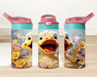 Vaso con tapa de pato bebé: Diseño infantil de dibujos animados (descarga digital)