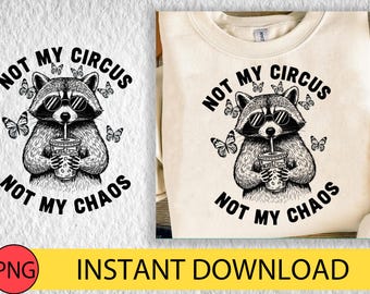 Funny Raccoon PNG: Iced Coffee Shirt Design (Digital Download)