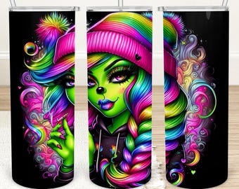 Envoltorio para vaso de la Sra. Grinch: Diseño colorido de sublimación (Descarga digital)