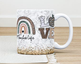 Teacher Life Mug Wrap: Floral Sublimation Design (Digital Download)