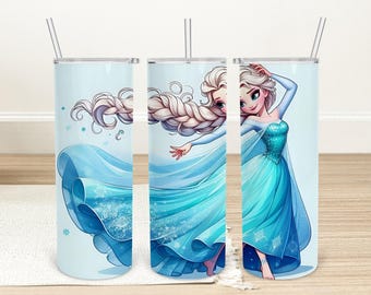 Emballage pour gobelet La reine des neiges Elsa : bouteille d'eau princesse dessin animé (téléchargement numérique)