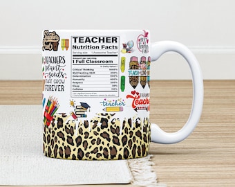 Teacher Fuel Mug Wrap: Floral Sublimation Design (Digital Download)