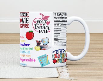 Teacher Fuel Mug Wrap: 11oz & 15oz Sublimation Designs (Digital Download)