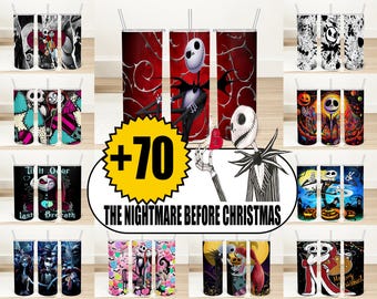 Jack Skellington & Sally Tumbler Wrap Bundle: Halloween 20oz Skinny Tumbler (Digital Download)