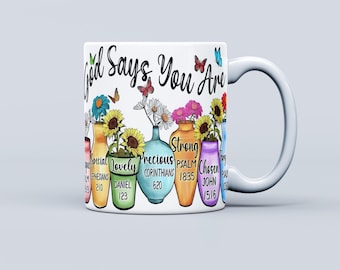 Affirmation Quote Mug Wrap, God Says You Are 11oz and 15oz Mug Sublimation Design, Motivation Mug Wrap Designs, Digital Download