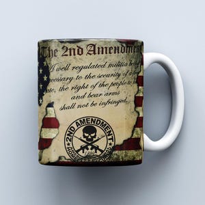 2nd Amendment 11oz and 15oz Mug Sublimation Design, American Flag Mug Wrap Sublimation, Skull and Gun Mug Wrap, Digital Download