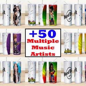 Popular Artists 20oz Skinny Tumbler Sublimation Wrap, Music Artists 20oz Bundle Tumbler Png, Instant Download