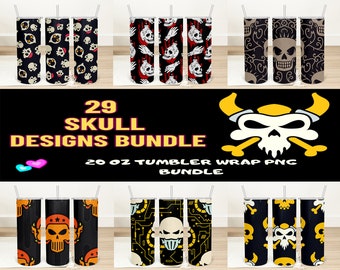 Skull Tumbler Wrap Bundle: 20oz Skinny Tumbler Designs (Digital Download)