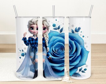 Envoltorio para vaso de Elsa Frozen: Diseño floral de princesa (Descarga digital)