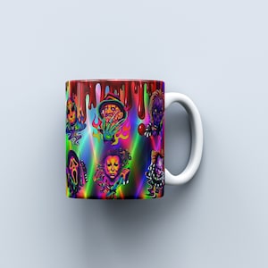 Horror Movies Characters 11oz and 15oz Mug Sublimation Design, Halloween Mug Wrap Sublimation, Retro Halloween Mug Wrap, Digital Download