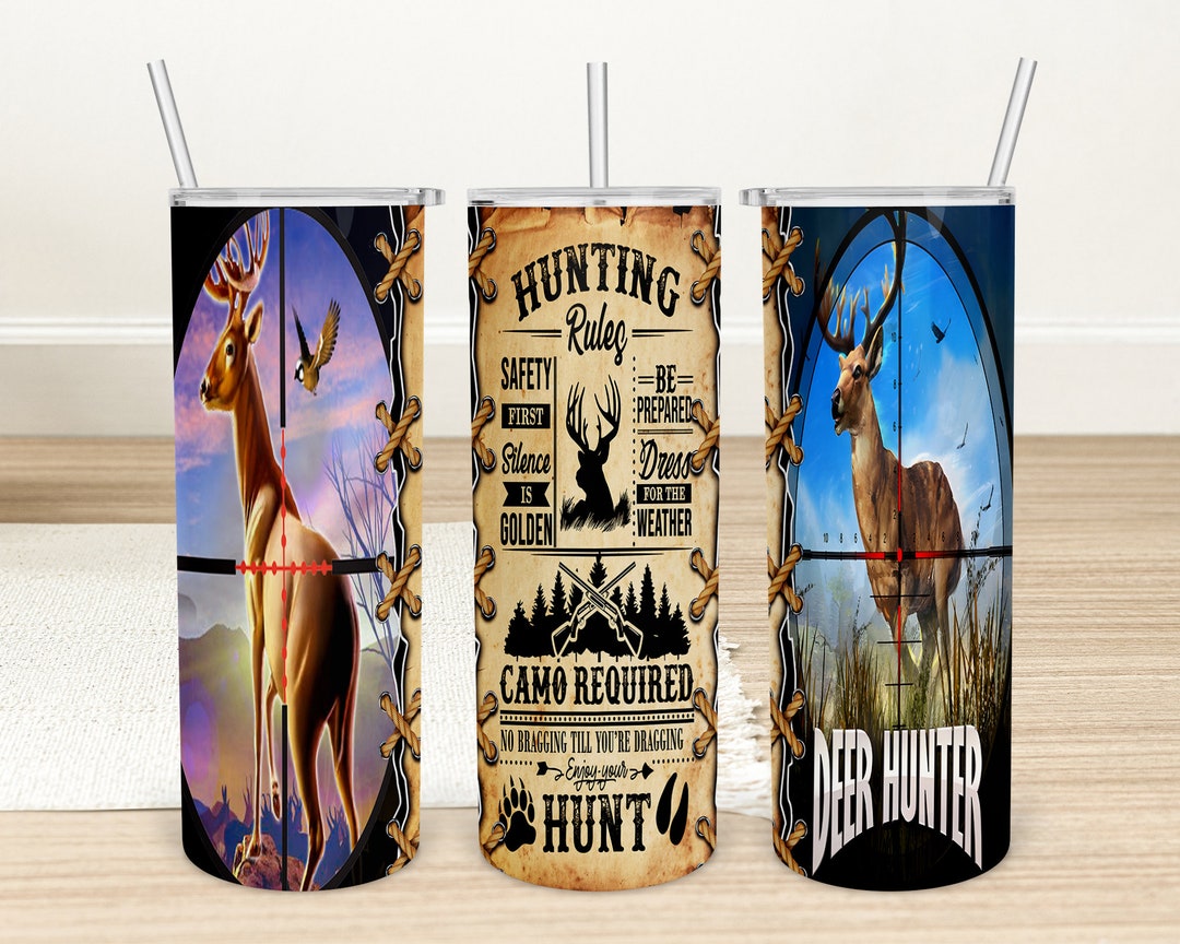 Hunting Rules 20 Oz Skinny Tumbler Png Sublimation, Deer Hunting 20 Oz ...