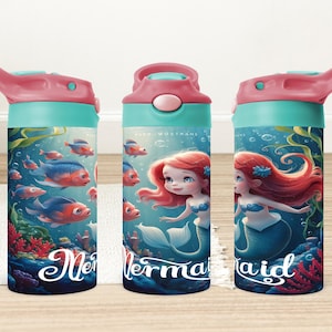 Mermaid 12oz Kids Flip Top Sippy Cup Tumbler Wrap, Mermaid 12oz Flip Top Tumbler Wrap, Children 12oz Tumbler Wrap, Digital Download