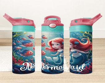 Vaso infantil con tapa abatible de sirena de 355 ml (descarga digital)