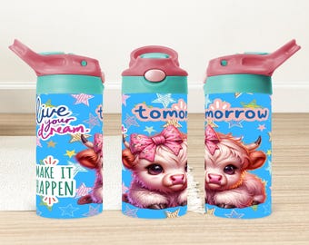 Diseño PNG para vaso con pajita y mensaje positivo sobre vacas, 12 oz, sublimación (descarga digital)