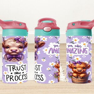 Amazing Baby Cow 12oz Flip Top Sippy Cup Wrap, Motivation Quote Cow 12oz Kids Tumbler, Country Gril 12oz Sippy Cup Wrap, Digital Download