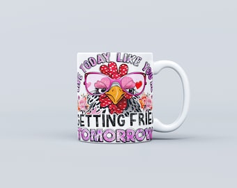 Funny Chicken Mug Wrap Sublimation Design (Digital Download)