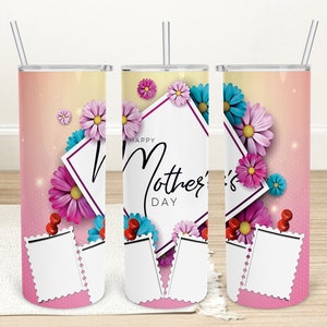 Fügen Sie Ihr eigenes Foto Tumbler Wrap hinzu, glücklicher Muttertag 20oz Tumble Sublimation Design, Fotorahmen Collagen Tumbler Wrap, Mom Life Tumble Png
