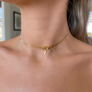 18K Gold Plated Choker Necklace • Bow Pendant • Perfect Gift For Her • Dainty • Bowtie • Sweet Bow Choker • Gifted Jewelry • Girly Necklace