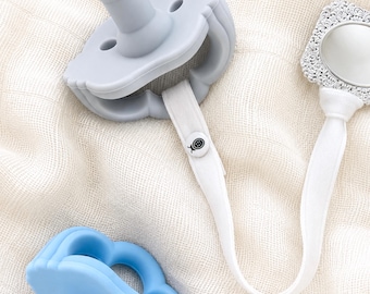 Bappies™ Pacifier Set (Baby Blue + Soft Gray) — Modern Silicone Baby Pacifiers — 2-Pack with Reusable Storage + Travel Case — Baby Gift