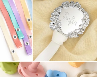 Melonbug Gift Set — Heirloom Pacifier Clip + Bappies™ Pacifiers + Ribbon Bundle — Baby Shower Gift Packaging