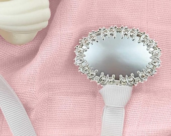 Silver Pacifier Clip: "Charlotte" The Royal Collection - Elegant Baby Clip, Luxury Keepsake Binky Holder
