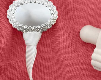 Silver Pacifier Clip: "Louis" - Heirloom Pacifier Clip, Baptism or Christening Gift, Boutique Baby Gift