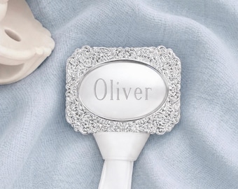 Theodore Heirloom Pacifier Clip — Personalized Silver Baby Gift — Optional Engraving