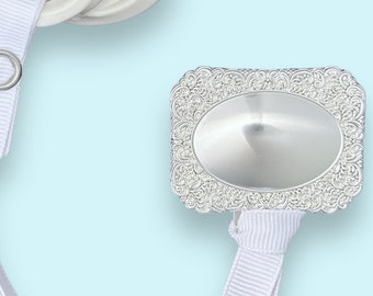 Fermaciuccio in argento "CHARLES" La Collezione Reale! Clip portaciuccio Binky incidibile, regalo per bambini Battesimo, cimelio di famiglia personalizzabile