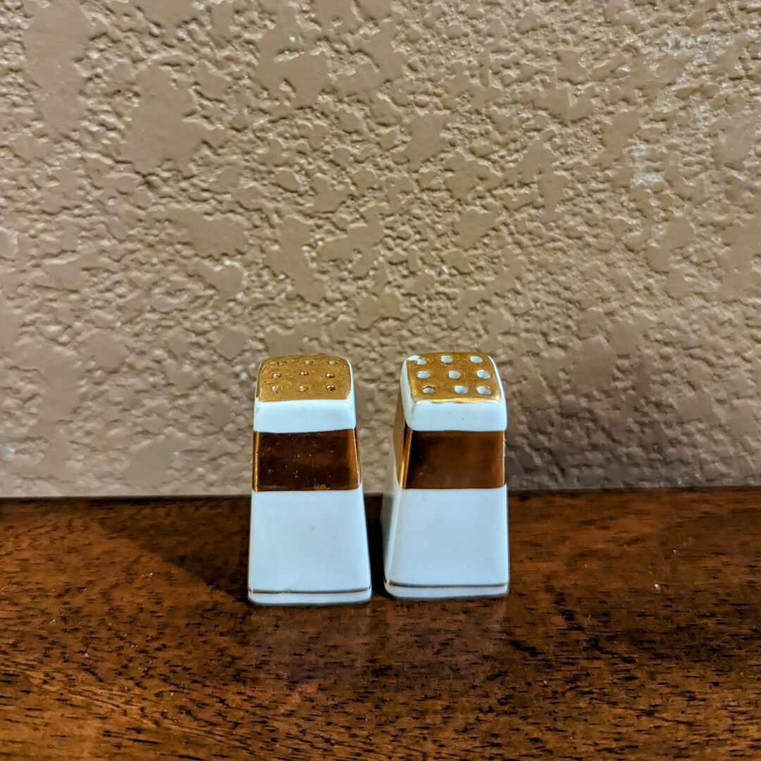 Nippon White and Gold Mini Salt & Pepper Shakers Set of 2 Etsy