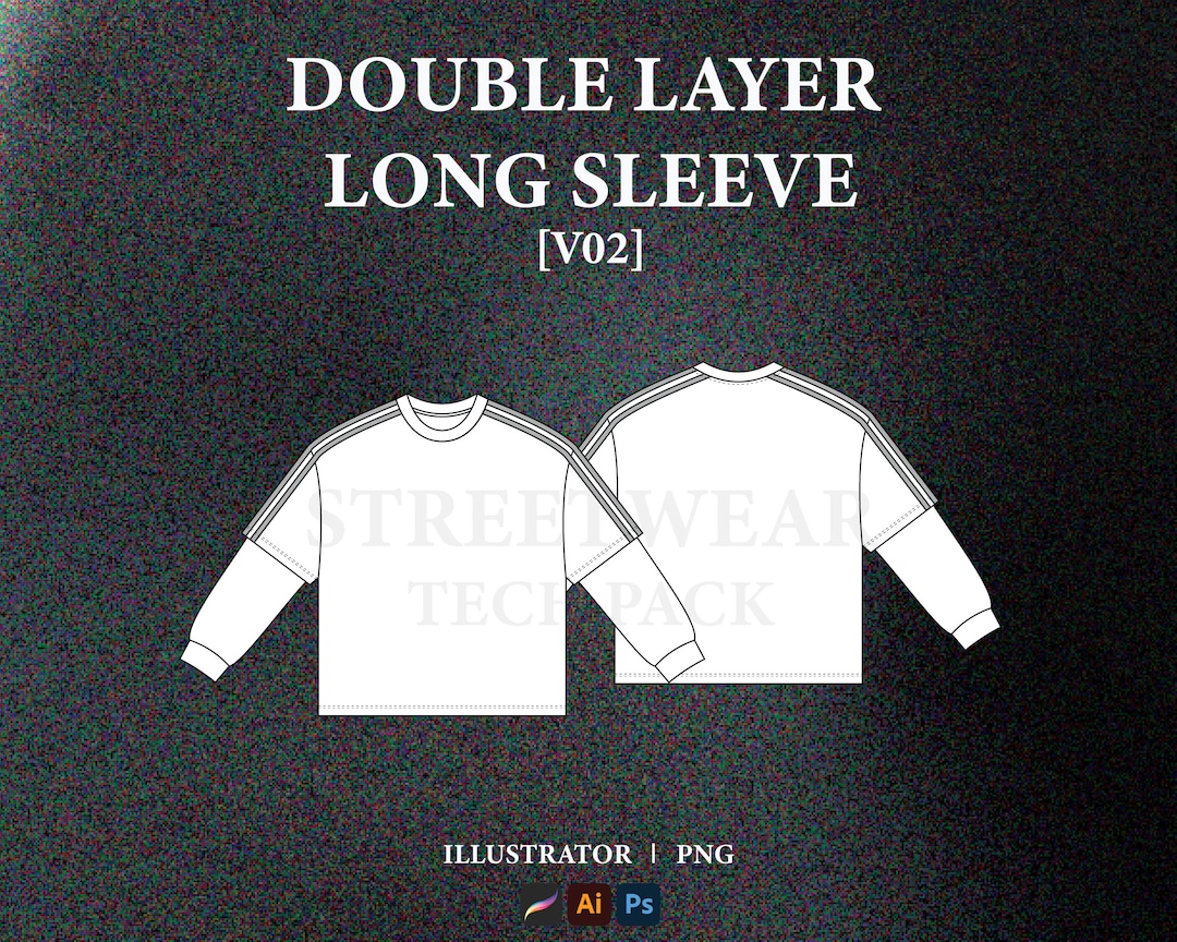 Double Layer Long Sleeve T-shirt Mockup Streetwear T Shirt