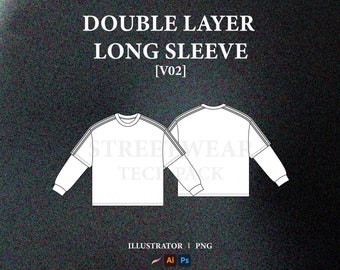 Double Layer Long Sleeve T-shirt Mockup Streetwear T Shirt
