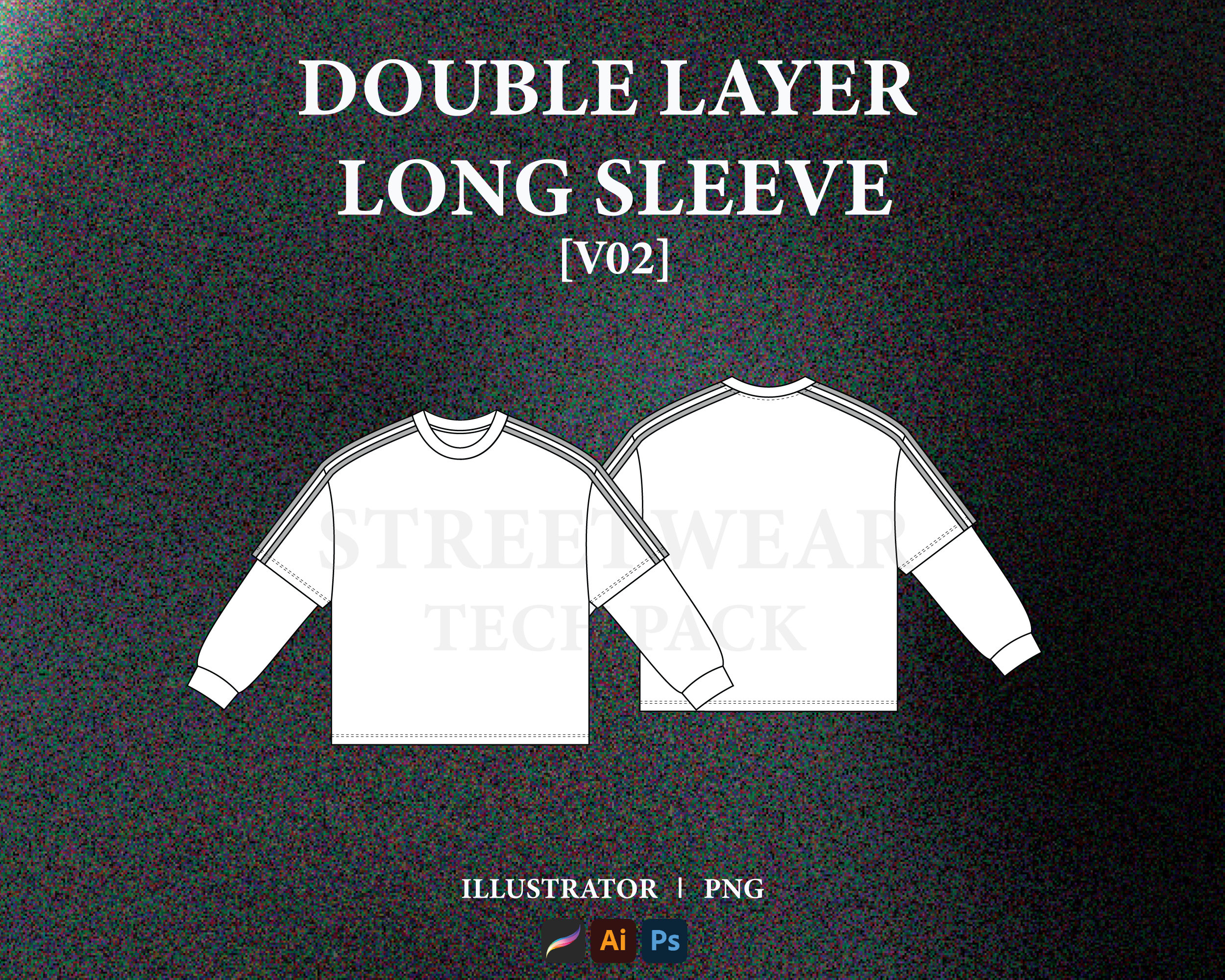 Double Layer Long Sleeve T-shirt Mockup Streetwear T Shirt