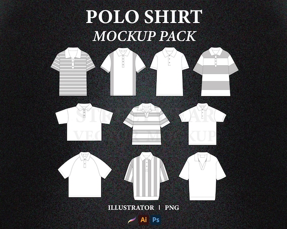 Polo Shirt Mockup Pack: Streetwear Vector Template (AI, PNG)