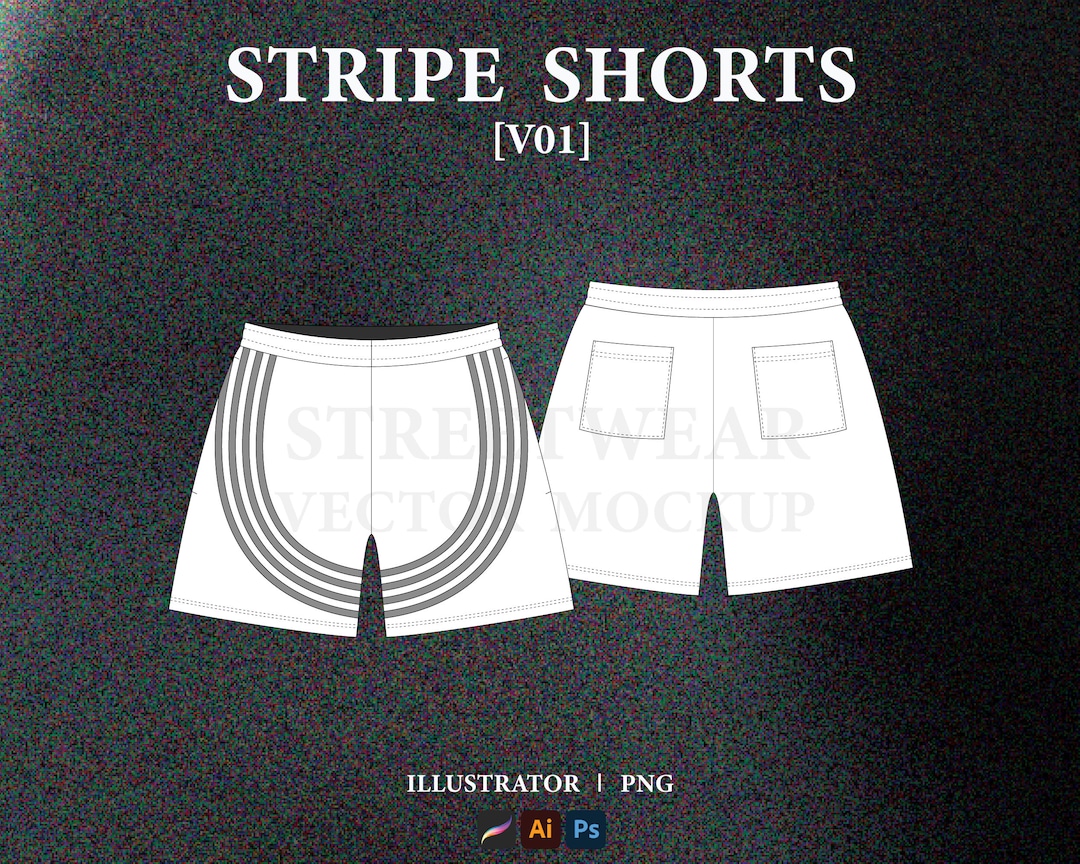 Mma Shorts Mockup Pdf Striped Shorts Vector Mockup: Streetwear