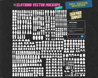 250+ Streetwear Clothing Vector Mockup Pack: Tech Pack Template (Digital Download)