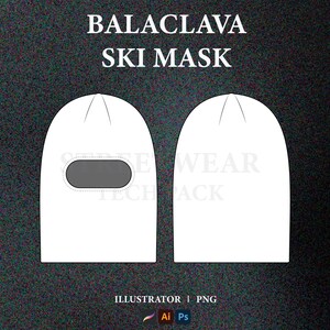May include: White balaclava ski mask with a single eye hole. The mask is shown from the front and back. The text "BALACLAVA SKI MASK" is at the top of the image.