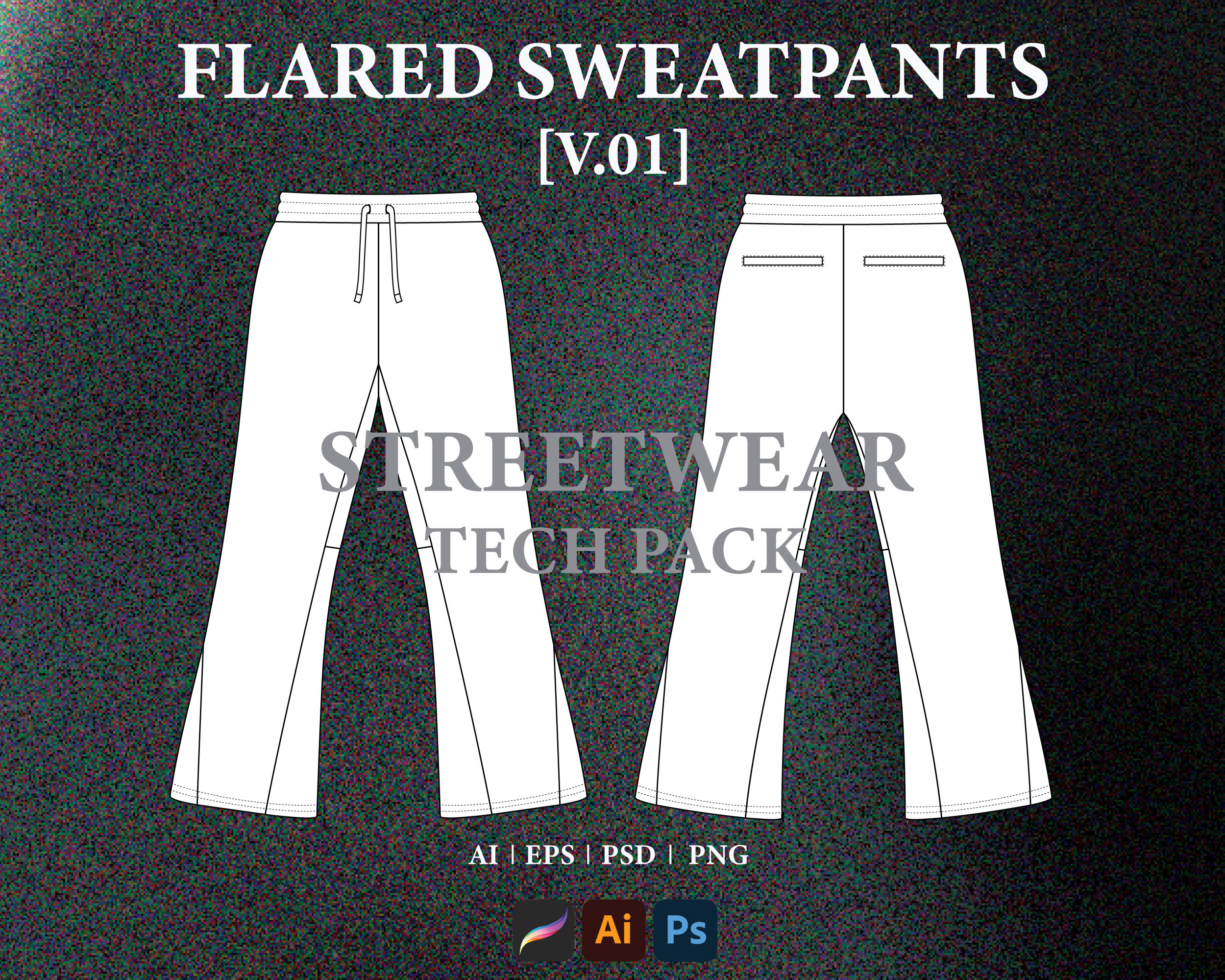 Flare Pants Mockup Flared Pants Mockup, Stacked Pants Mockup, Streetwear  Vector Mockup, for Procreate Illustrator -  Canada